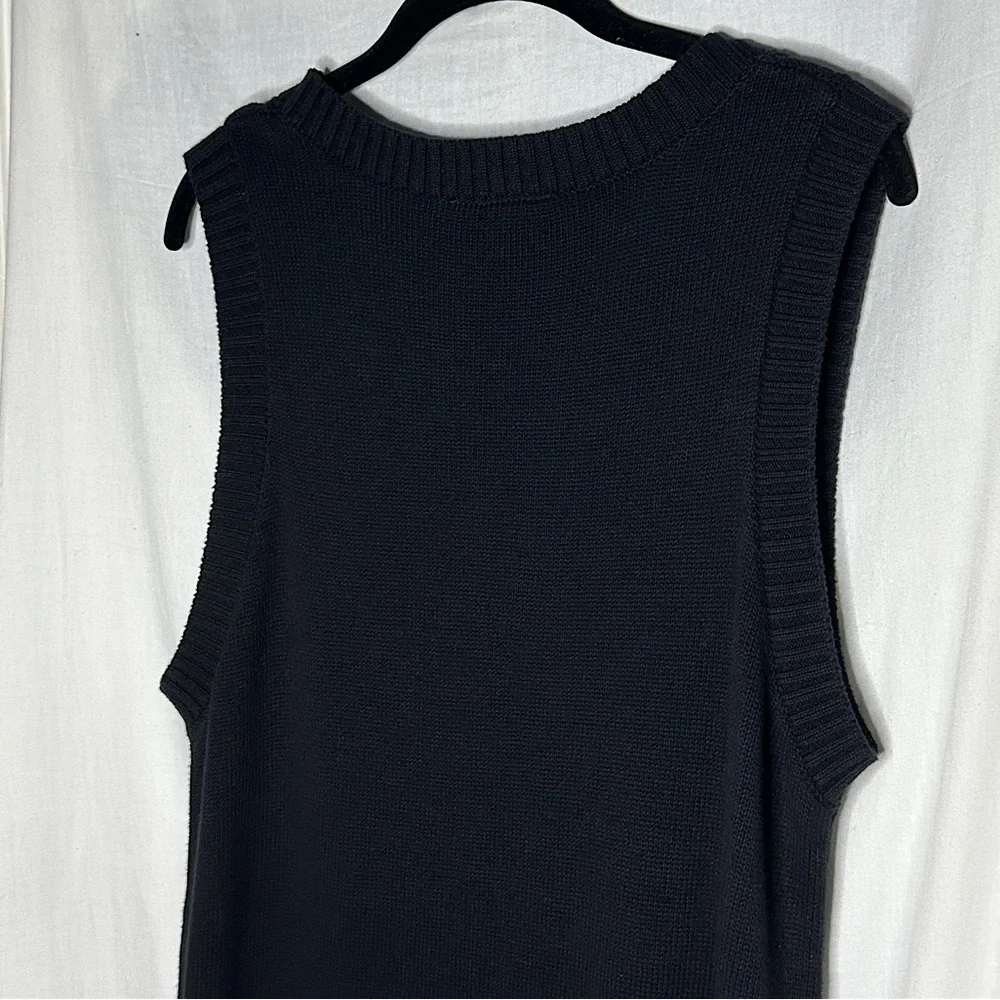 ASOS Monki Robin cotton knitted v neck sleeveless black mini dress - Picture 9 of 17